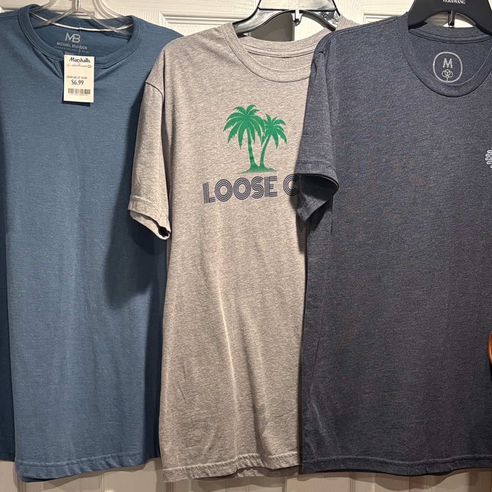 Michael Brandon Blue Tee, gray loose change tee, dark blue tee, bundle 3 shirts